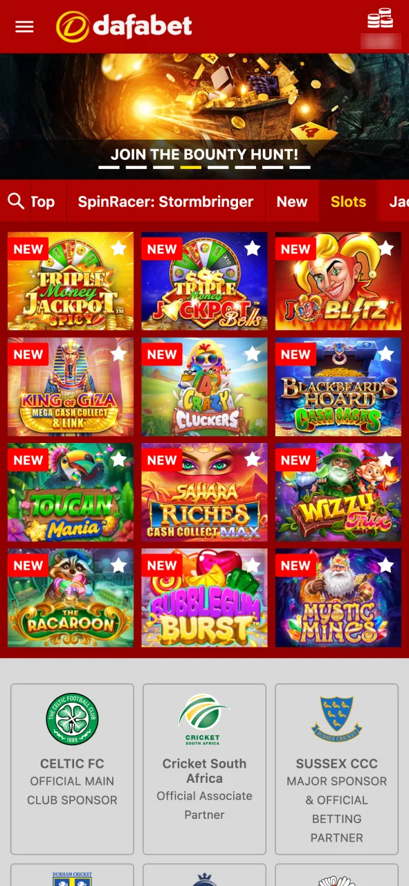 Click Casino on Dafabet and choose the game you want to play.