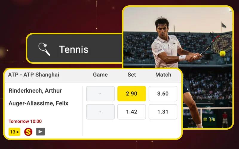 Bet on Tennis with Dafabet using match, set, totals, and handicap markets.