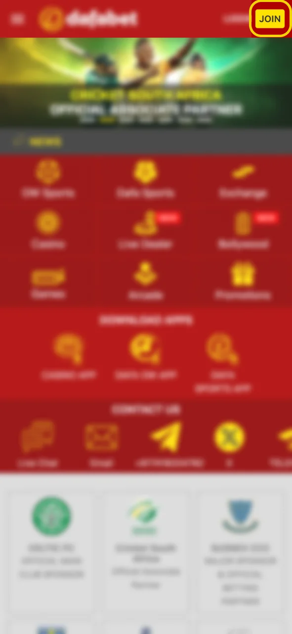 Press Join Now on Dafabet website to open the registration form.