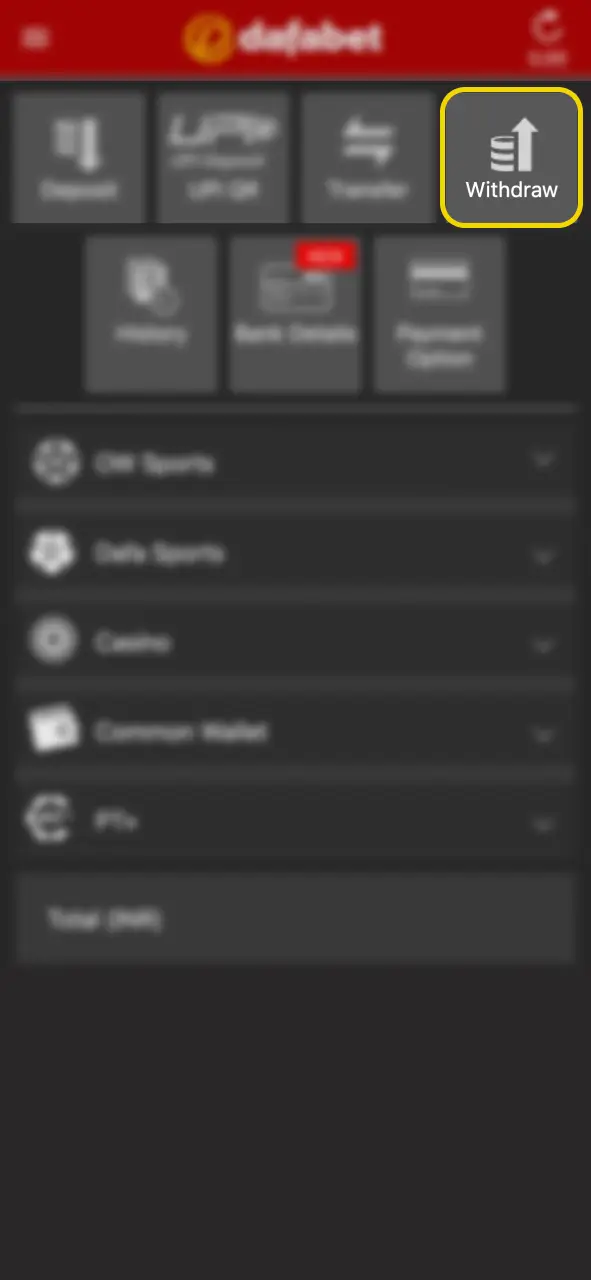Access Withdraw tab on Dafabet to safely transfer your funds.