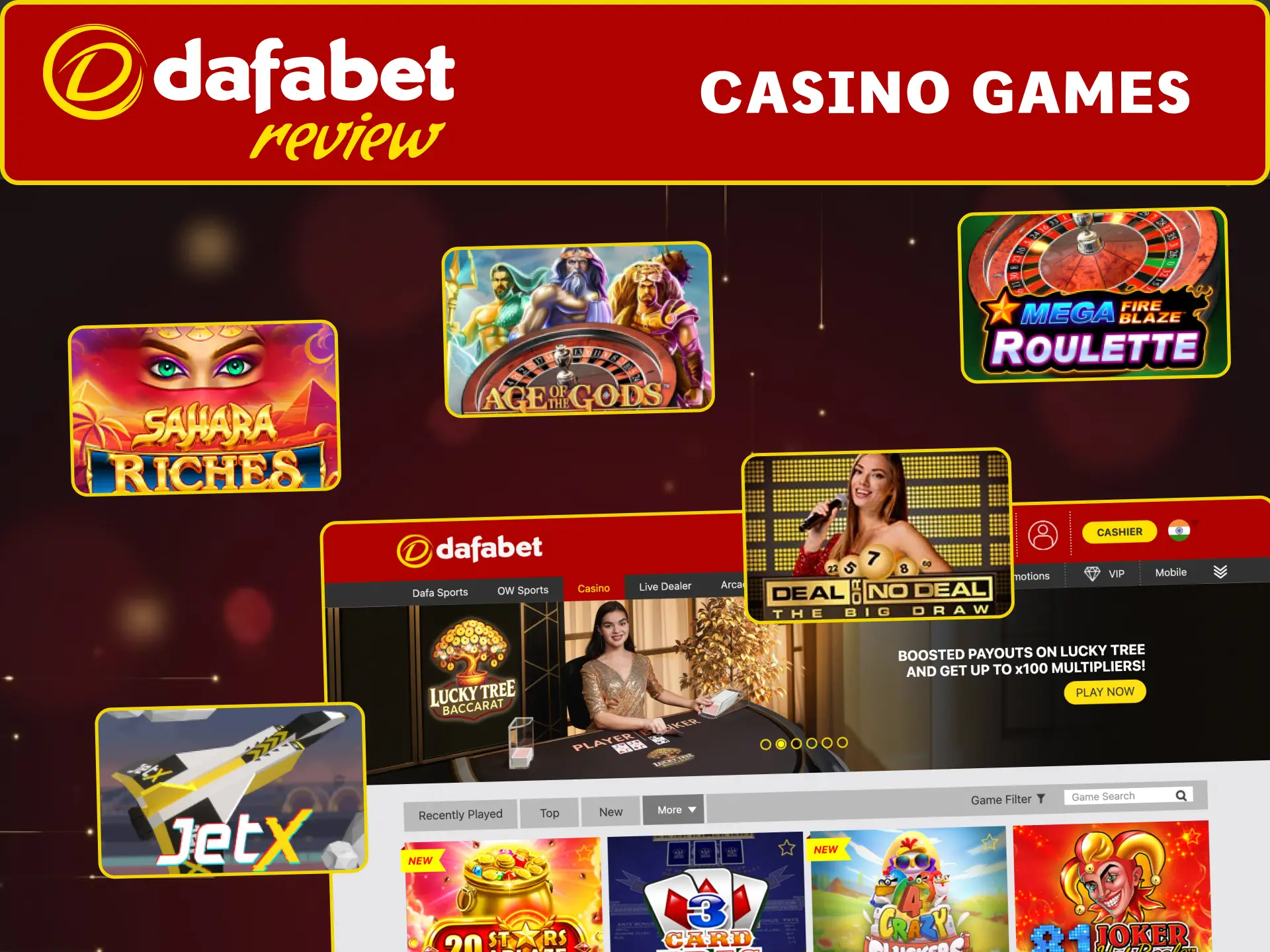 Play slots, blackjack, roulette, and baccarat at Dafabet Casino India.