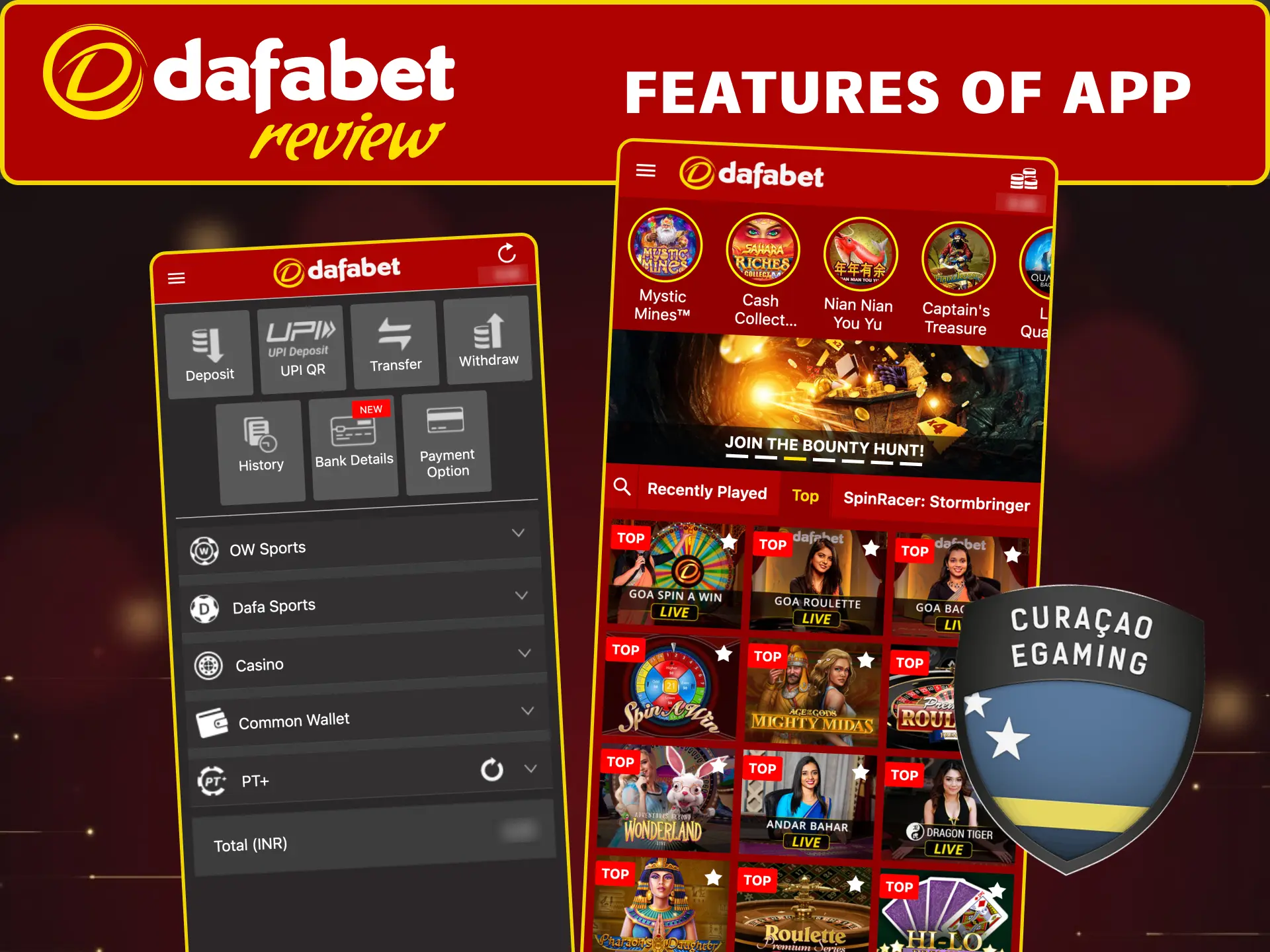 Dafabet provides various features in app.