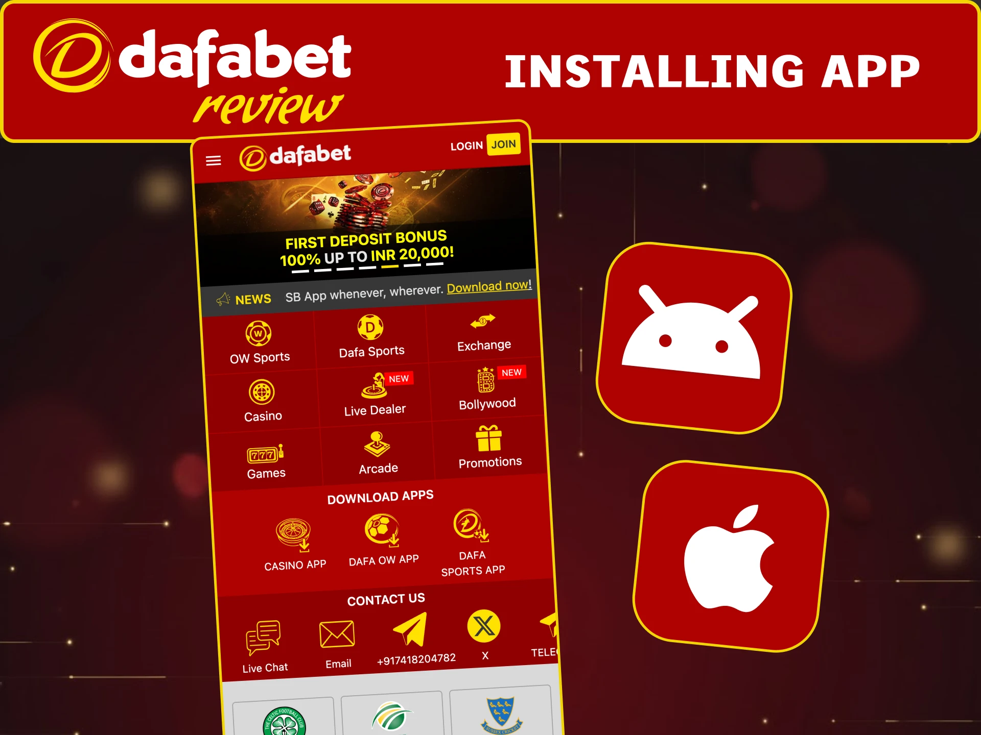 Install the Dafabet app on Android or iOS, follow simple steps, and start betting anytime.