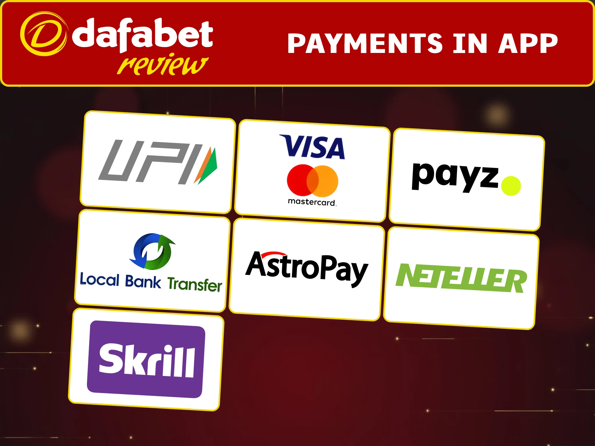 Make fast deposits and withdrawals in the Dafabet app using Indian payment methods.