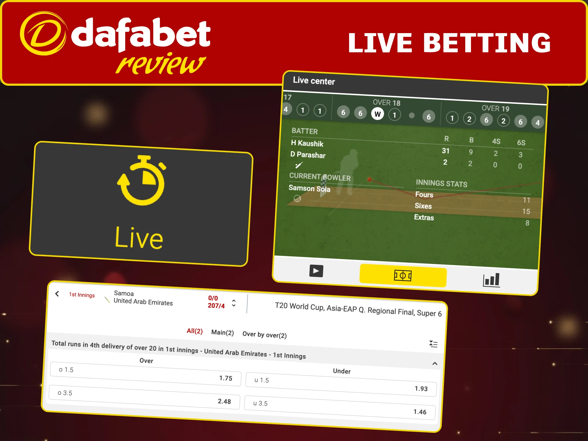Enjoy Dafabet live cricket betting with instant score updates and streams.
