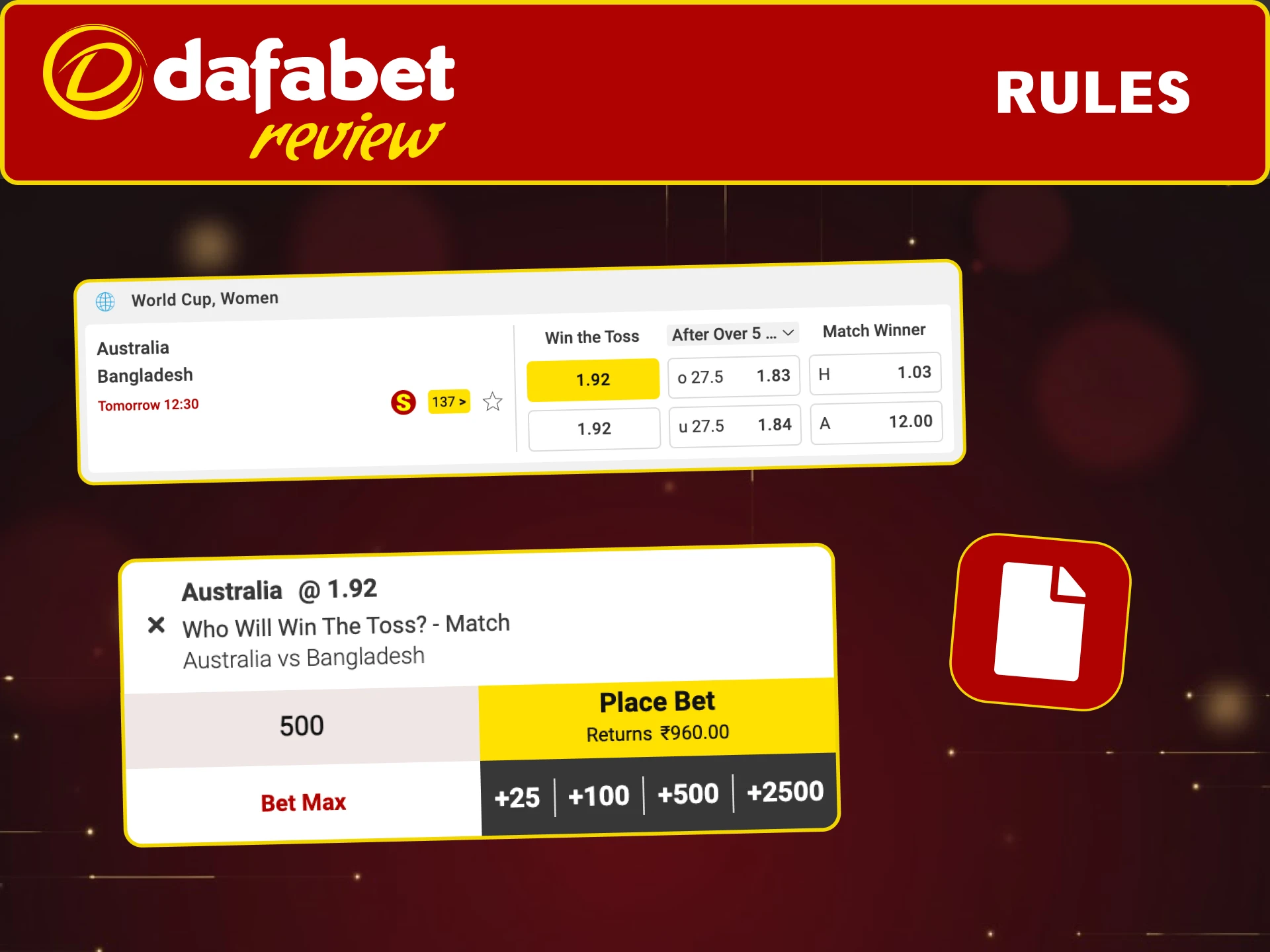 Follow Dafabet cricket rules to keep your account secure and bets valid.
