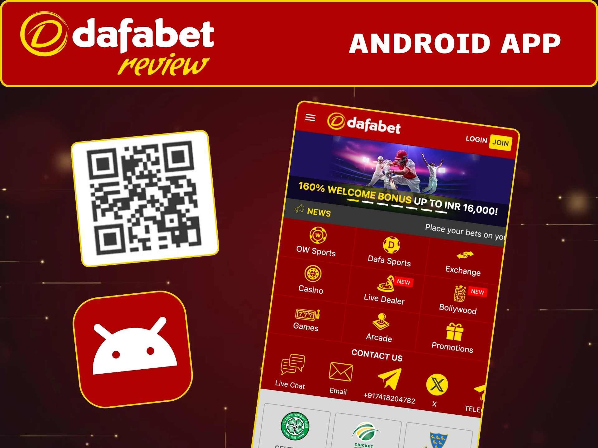 Download the Dafabet Android app and play sports anytime.