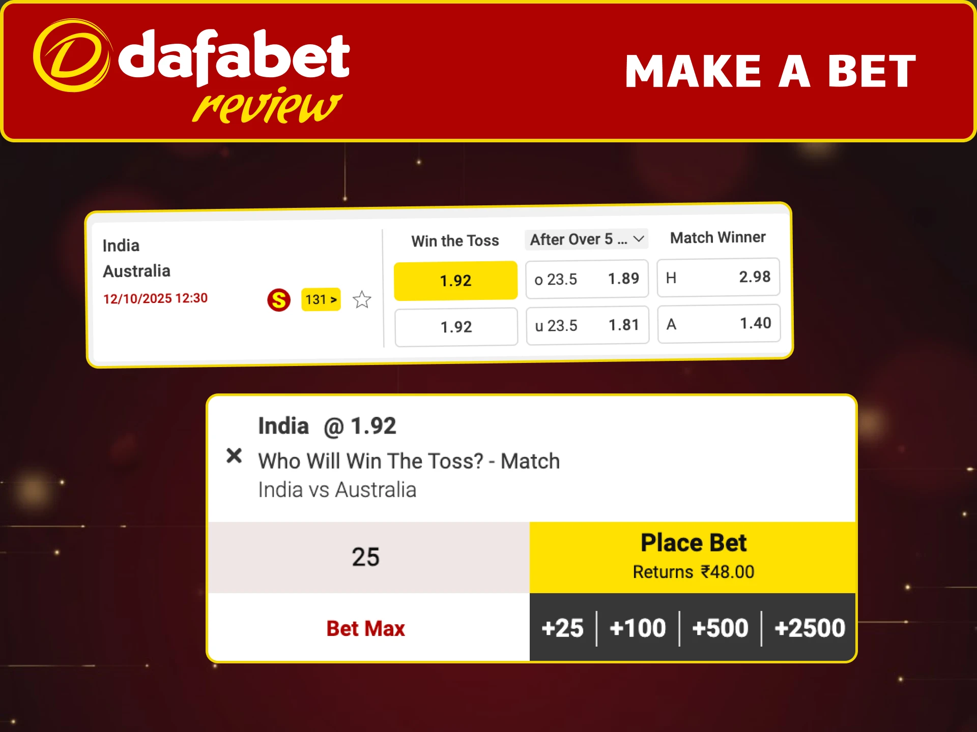 Start betting on Dafabet India with cricket, football, and more.
