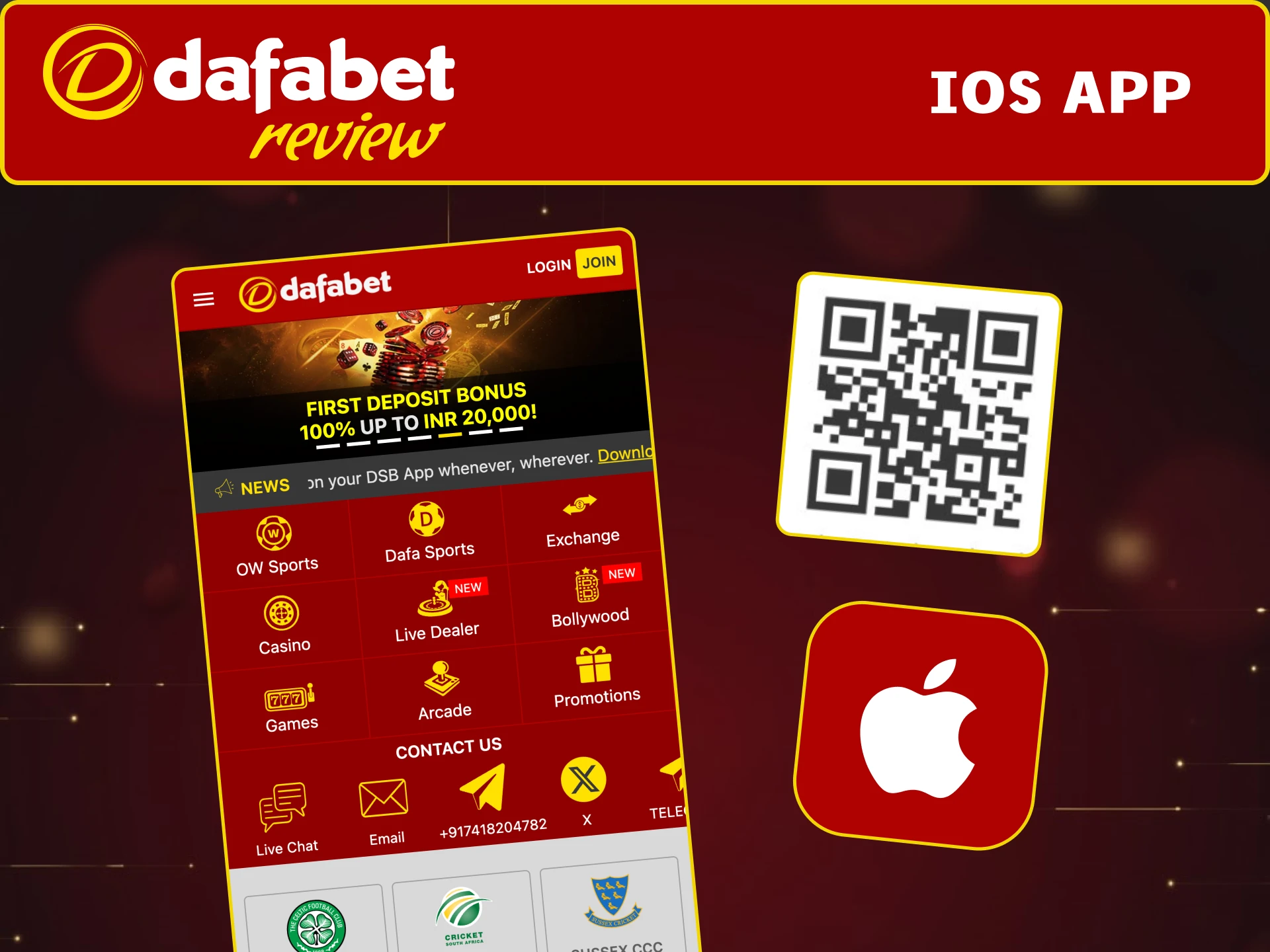 You can download the Dafabet app on your iPhone.