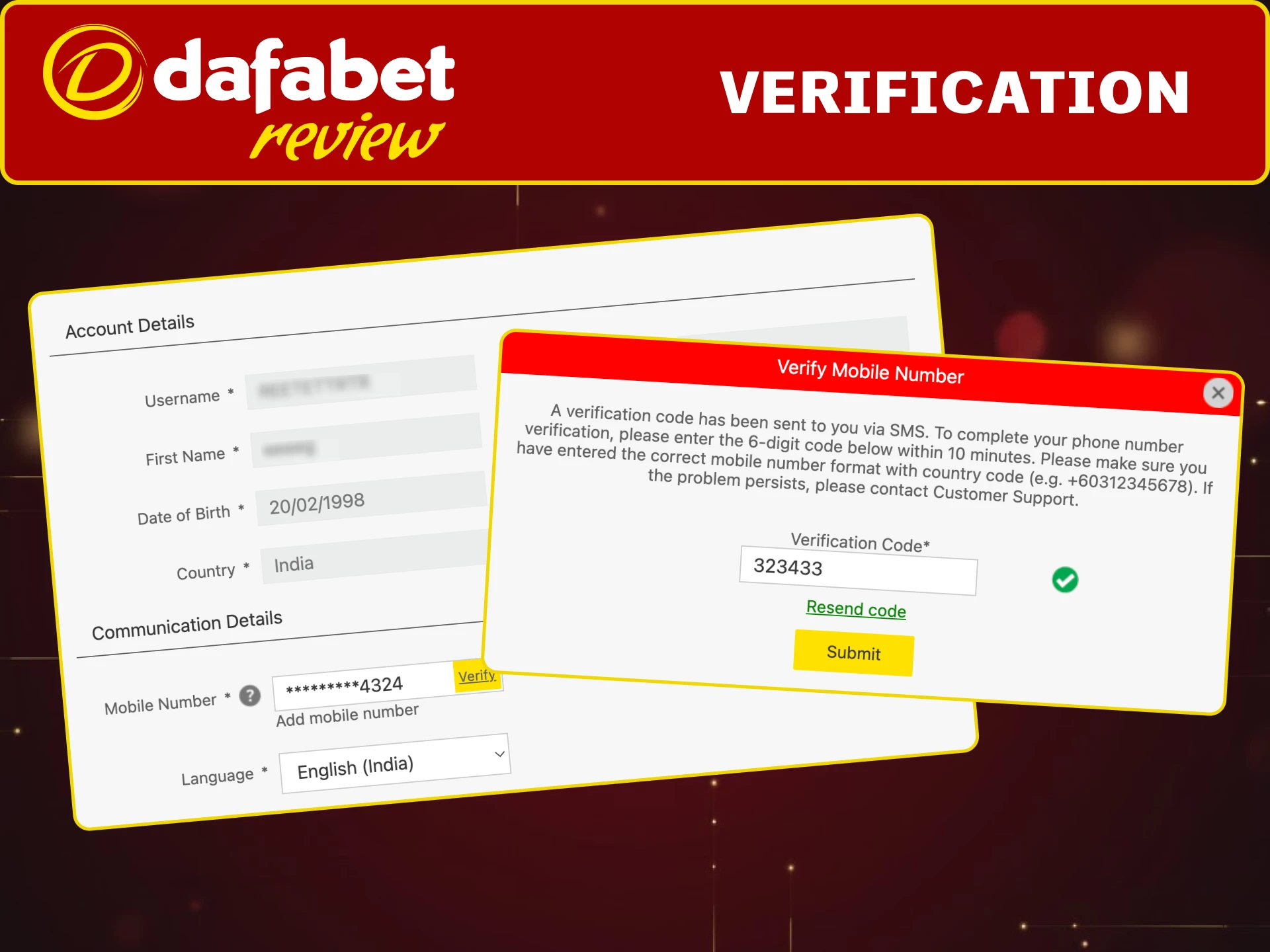 Verify your Dafabet account to play safely and protect your winnings.