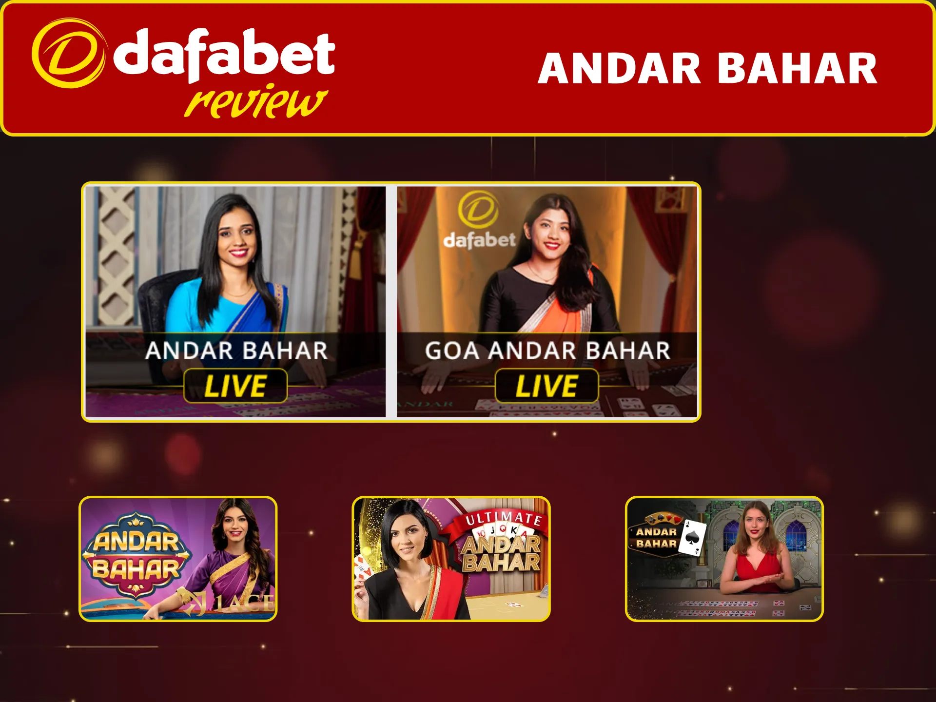 Play Andar Bahar at Dafabet and guess which side matches the middle card first.