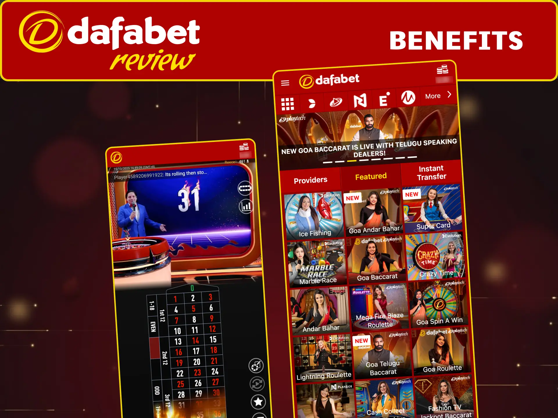 Interact with trained dealers and play securely on Dafabet.